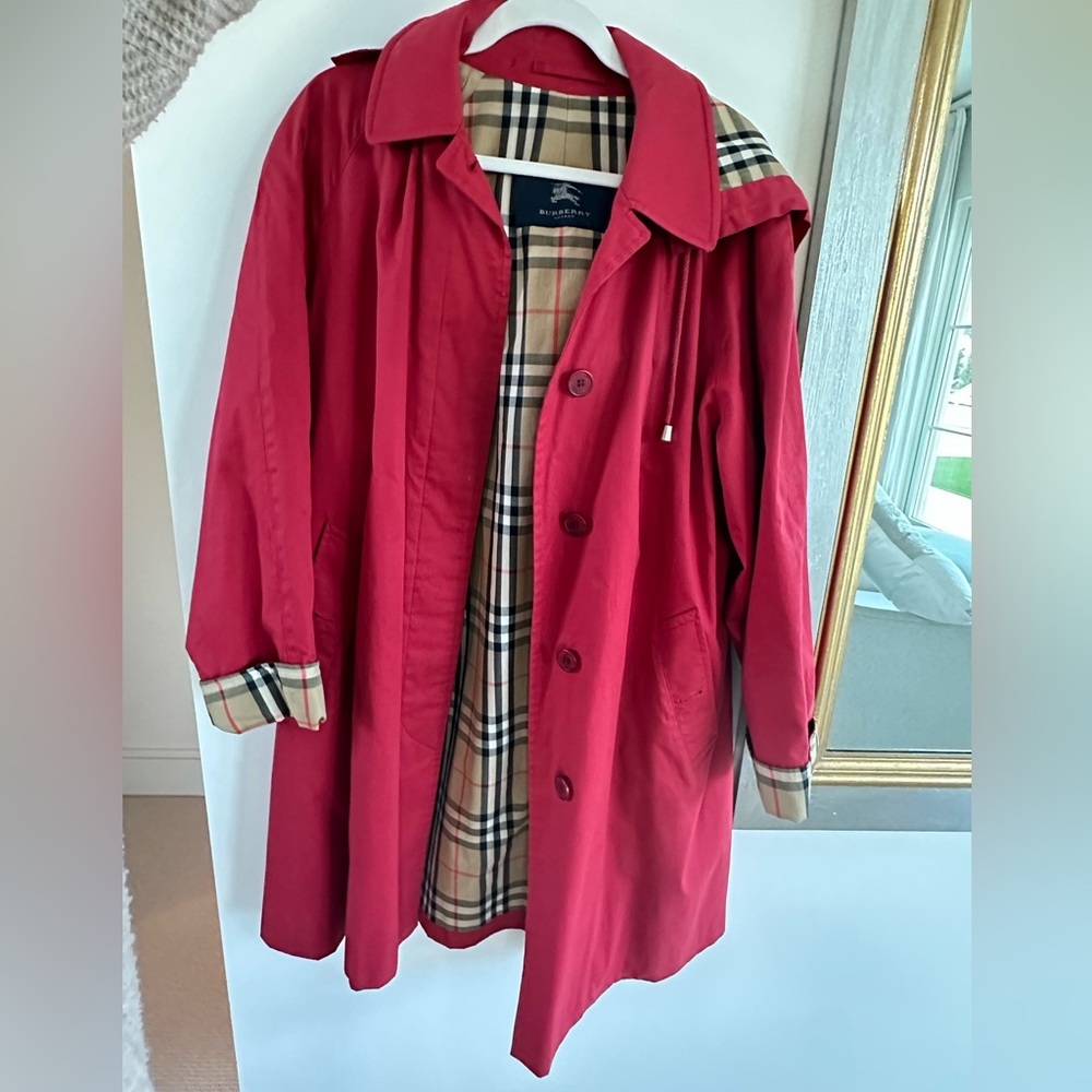 Burberry red women’s trench coat